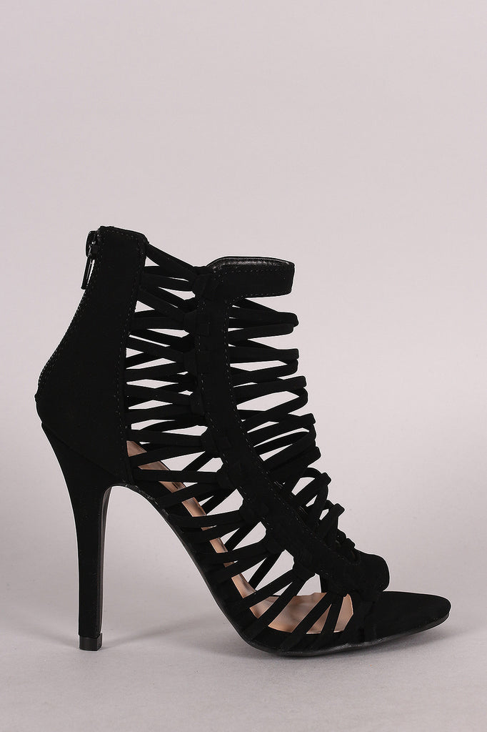 Nubuck Strappy Knotted Stiletto Heel