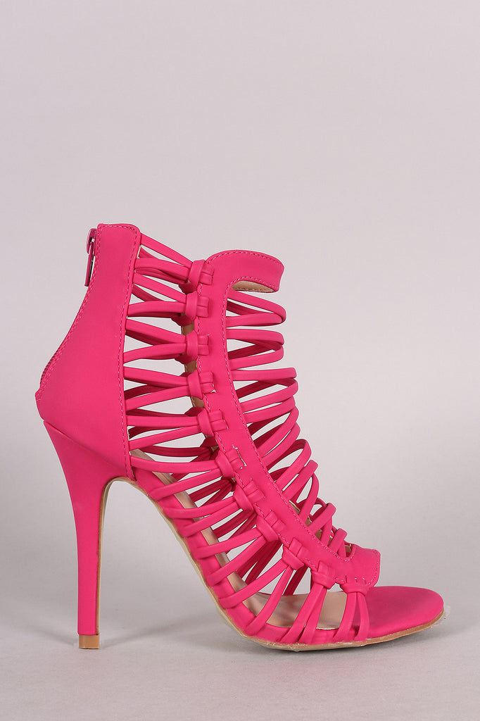 Nubuck Strappy Knotted Stiletto Heel