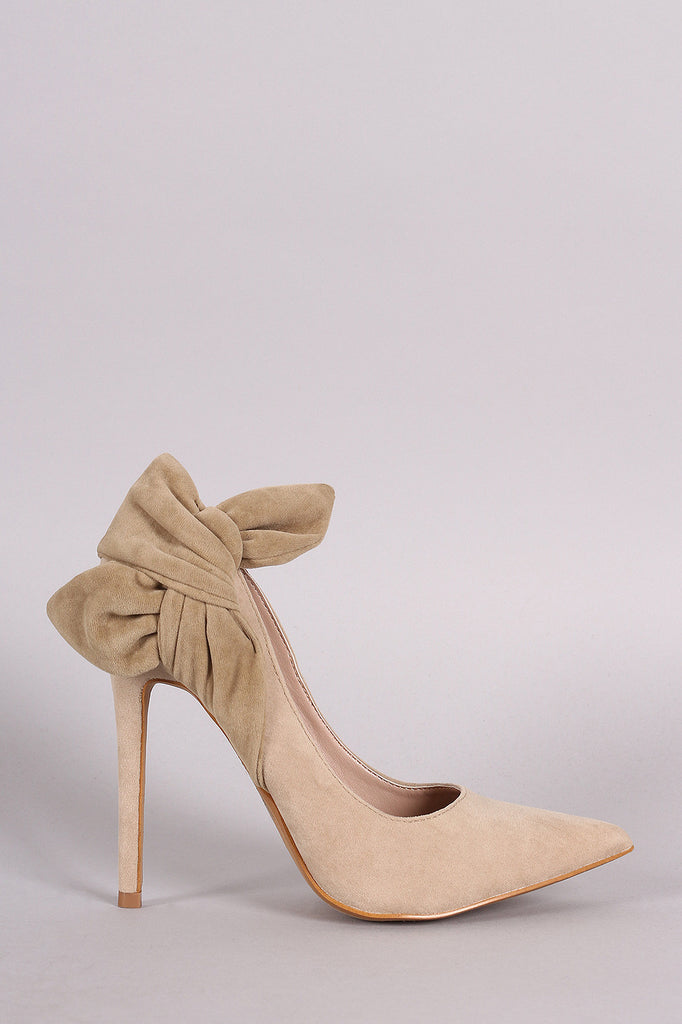 Shoe Republic LA Suede Knotted Bow Pointy Toe Pump