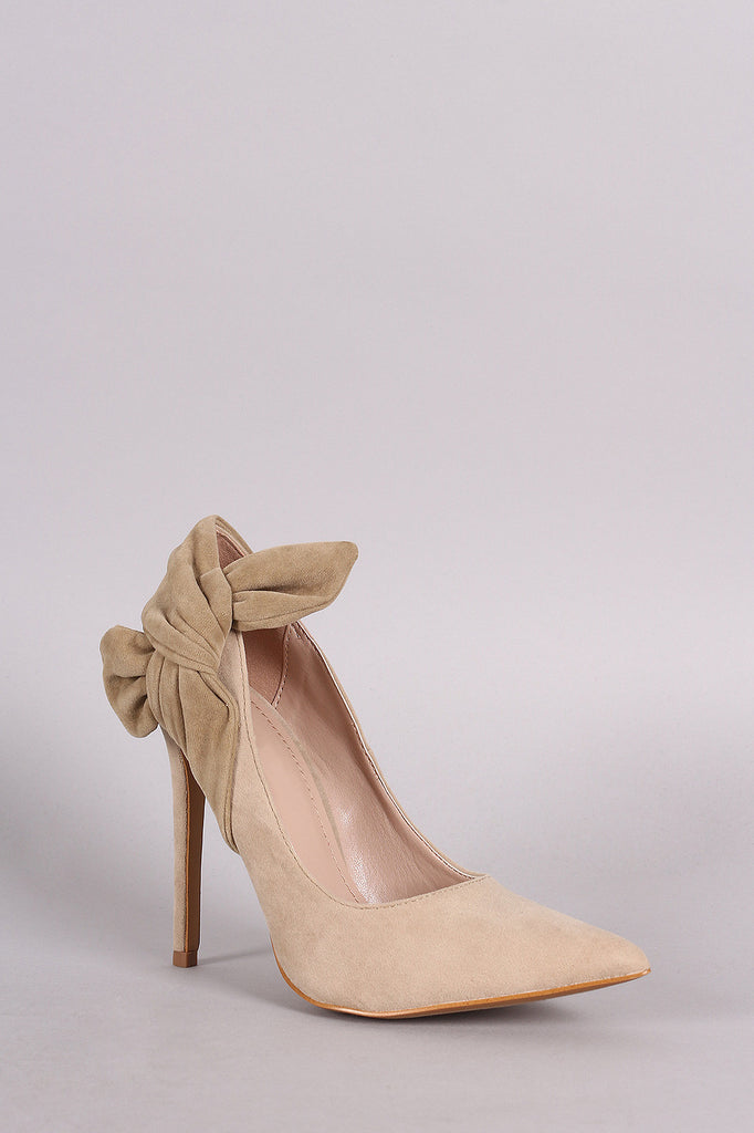 Shoe Republic LA Suede Knotted Bow Pointy Toe Pump