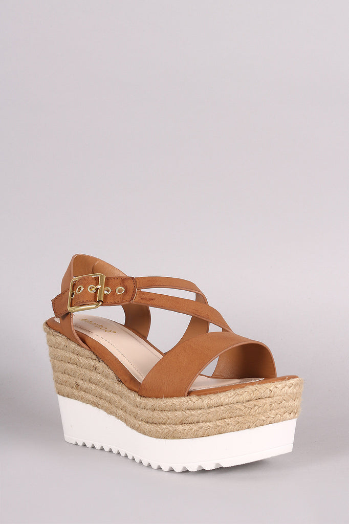 Bamboo Asymmetrical Strappy Flatform Wedge