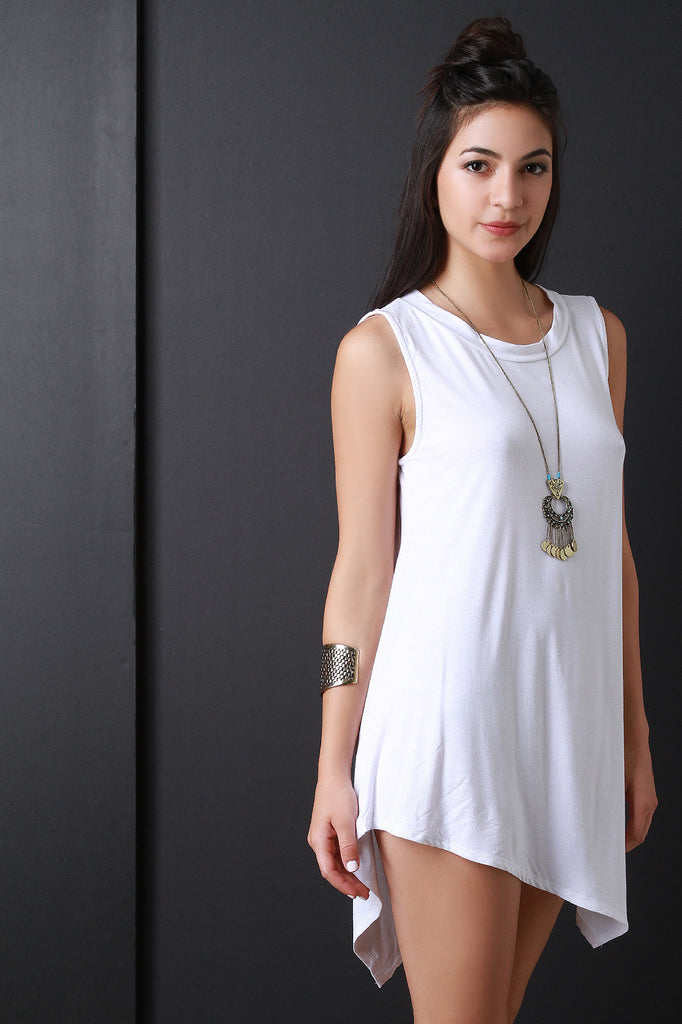 Asymmetrical Hem Sleeveless Shift Dress