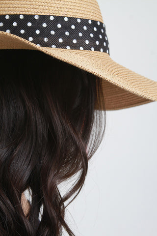 Polka Dot Woven Floppy Hat