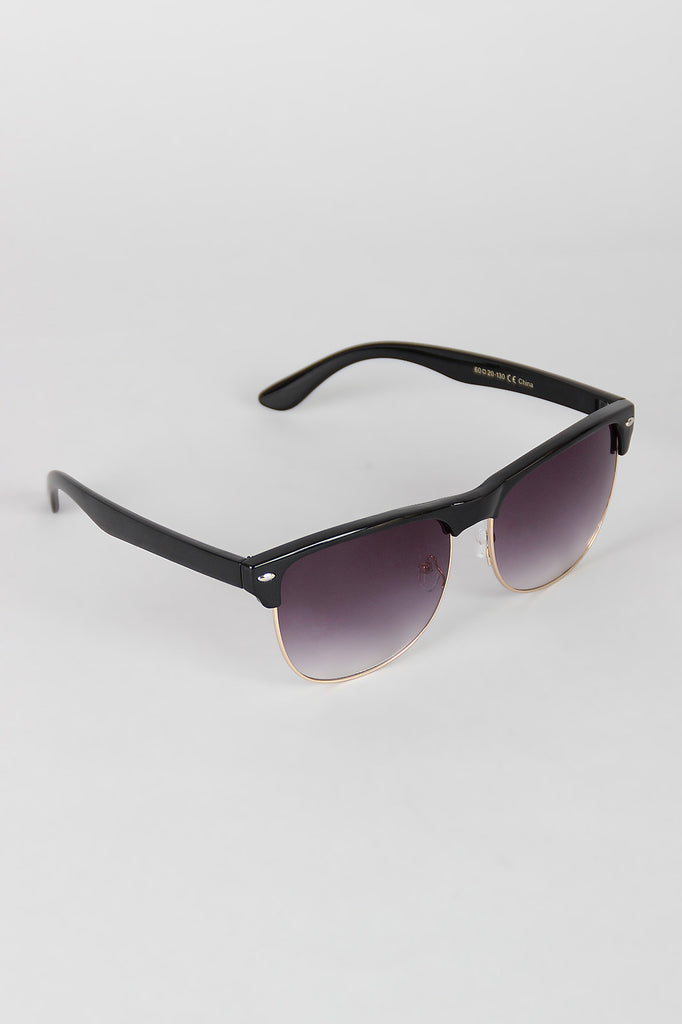 Semi-Rimless Metal and Plastic Sunglasses