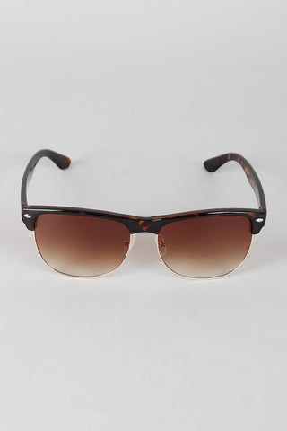 Semi-Rimless Metal and Plastic Sunglasses