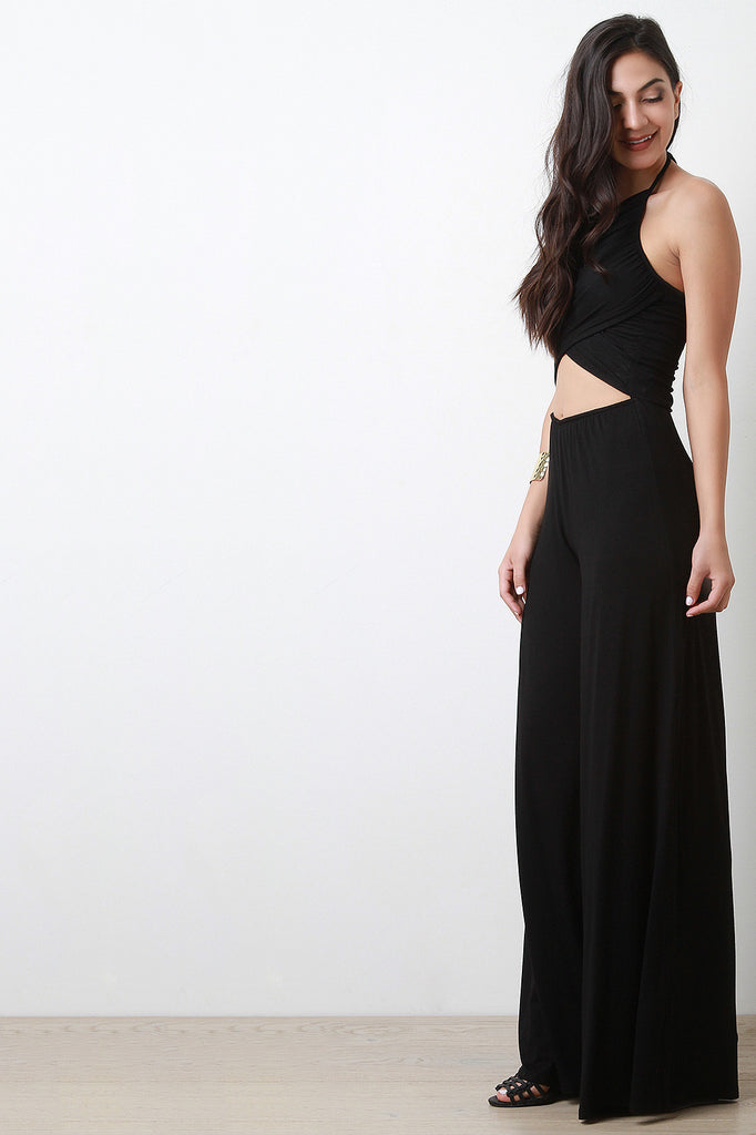 Wrap Front Wide Leg Jumpsuit