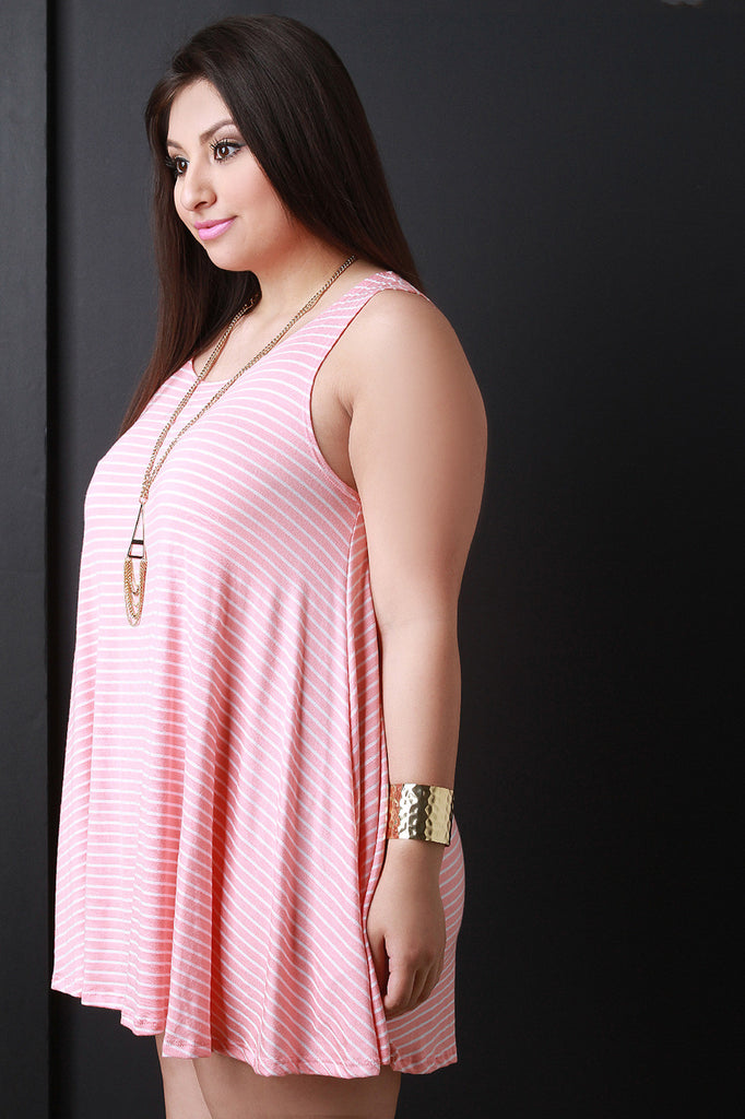 Stripe Sleeveless Flowy Shift Dress