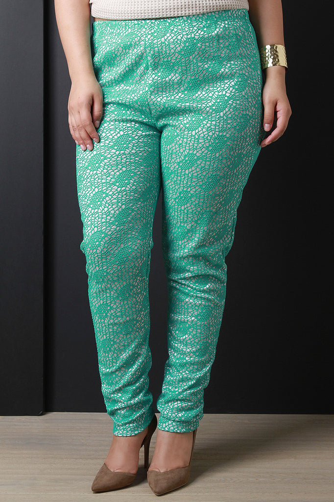 Lace Pattern Overlay Leggings