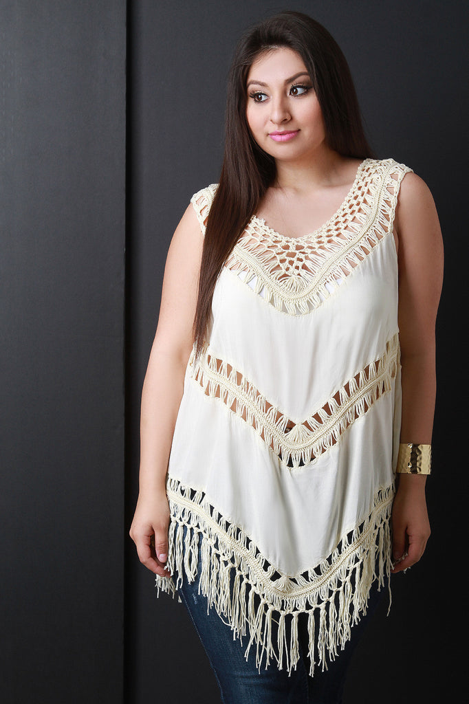 Woven Crochet Macrame Knot Sleeveless Top