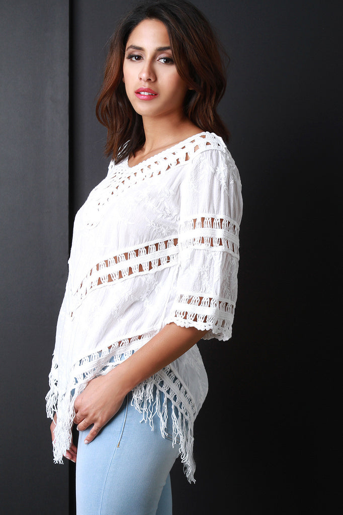 Macrame V Neck Bell Sleeve Top