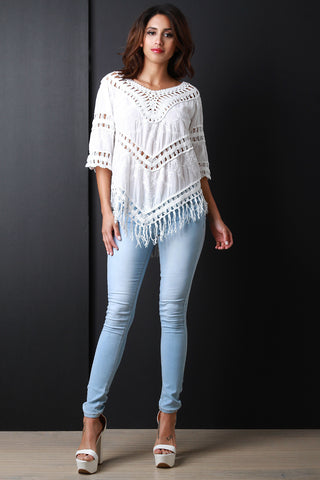 Macrame V Neck Bell Sleeve Top