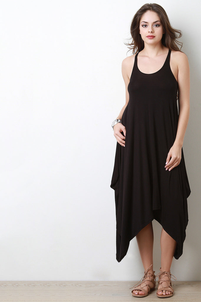 Trapeze Handkerchief Hem Maxi Dress