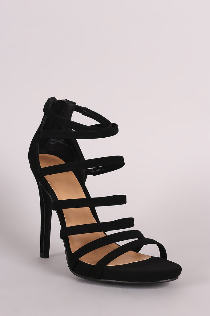 Anne Michelle Nubuck Strappy Ladder Up Stiletto Heel