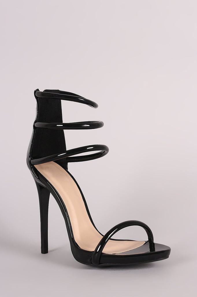 Qupid Metallic Triple Ankle Strap Stiletto Heel