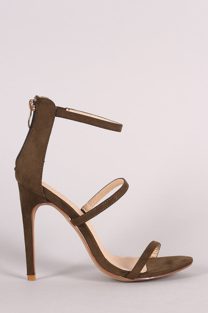 Liliana Suede Triple Straps Single Sole Heel