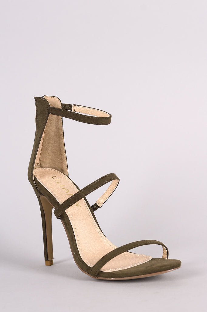 Liliana Suede Triple Straps Single Sole Heel