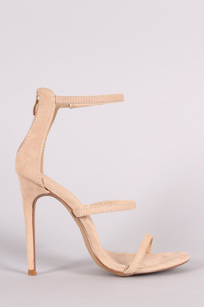 Liliana Suede Triple Straps Single Sole Heel