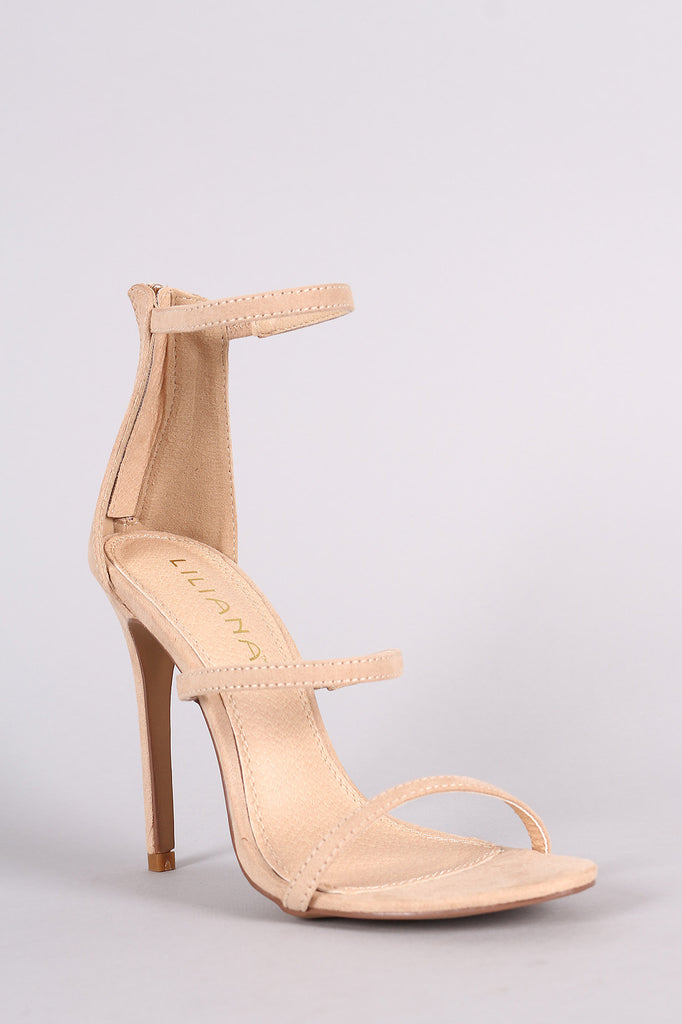 Liliana Suede Triple Straps Single Sole Heel