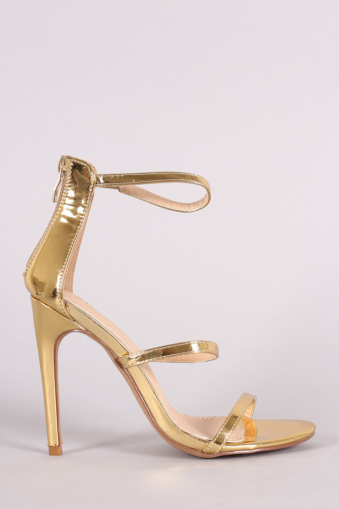 Liliana Mirrored Patent Triple Straps Single Sole Heel