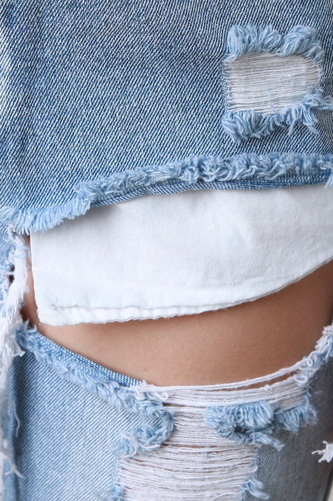 Torn Denim Boyfriend Shorts