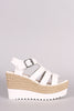 Bamboo Strappy Lug Sole Fisherman Espadrille Platform Wedge