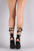 Wild Diva Lounge Suede Strappy Loop Lace-Up Platform Heel