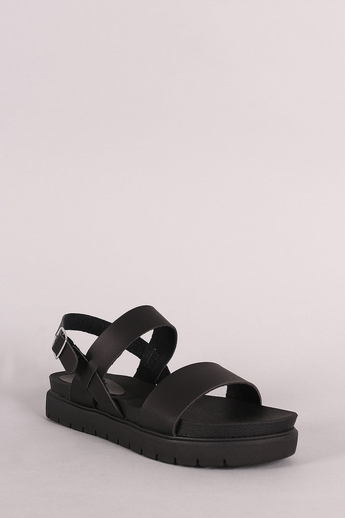 Bamboo Double Band Lug Sole Flatform Sandal