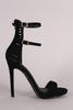 Nubuck Double Ankle Strap Caged-Back Stiletto Heel