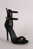 Nubuck Double Ankle Strap Caged-Back Stiletto Heel