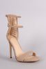 Nubuck Double Ankle Strap Caged-Back Stiletto Heel