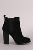 Suede Elastic Gore Chunky Heeled Ankle Boots