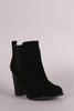 Suede Elastic Gore Chunky Heeled Ankle Boots