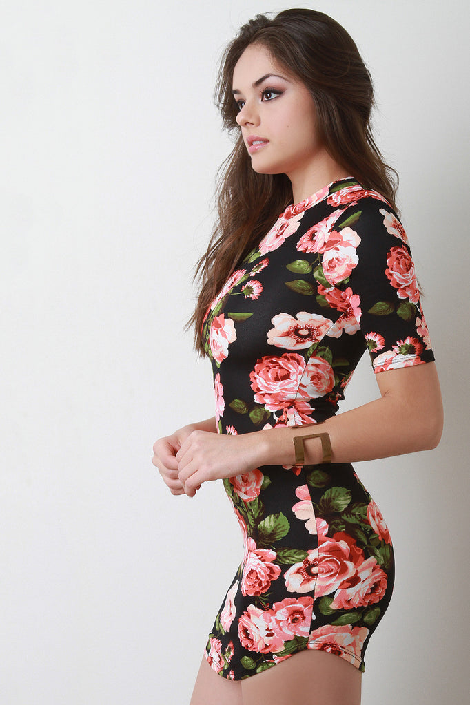 Floral Print Bodycon Mini Dress