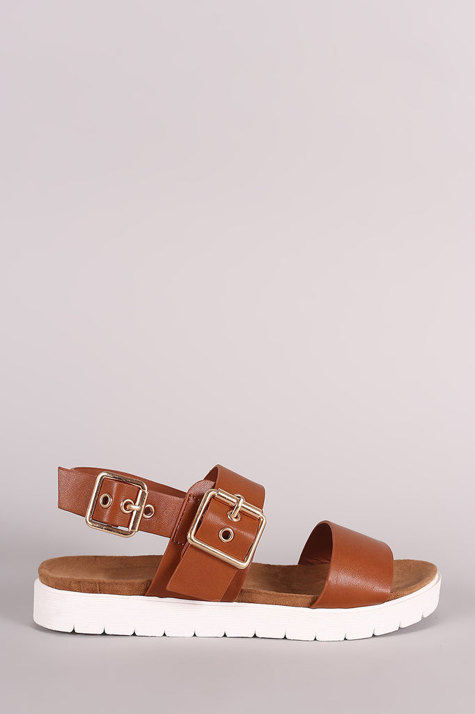 Wild Diva Lounge Buckled Two Band Lug Sole Sandal