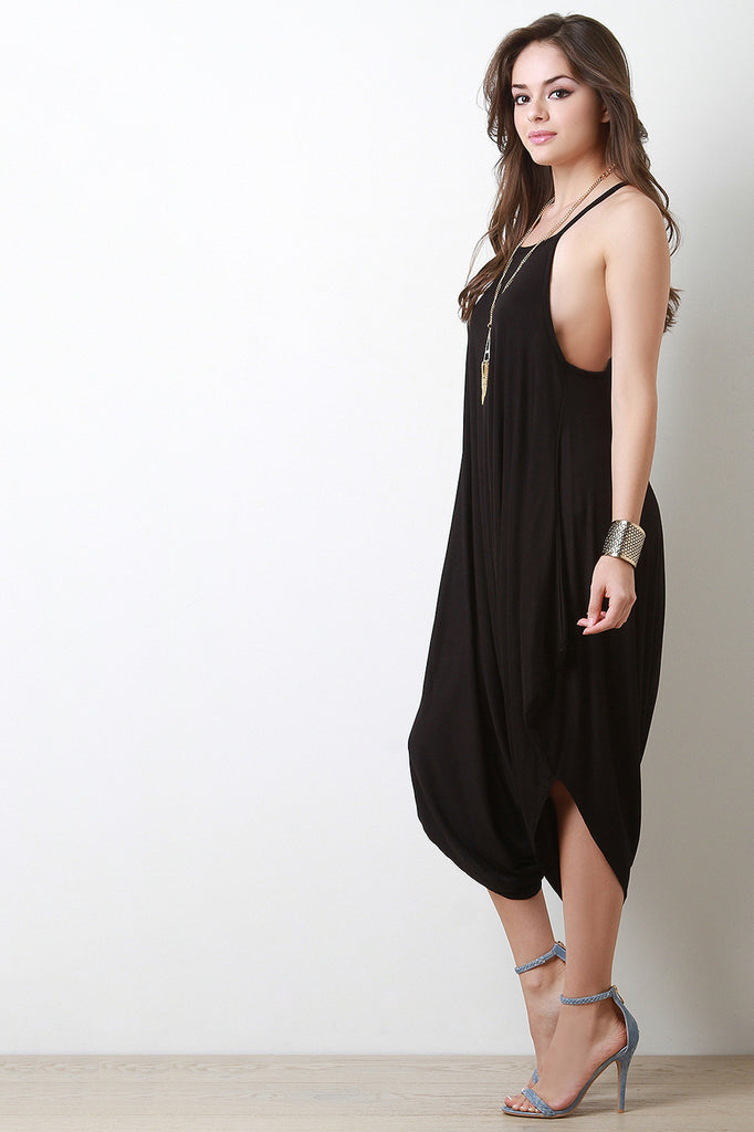 Drop Crotch Draped Spaghetti Strap Romper