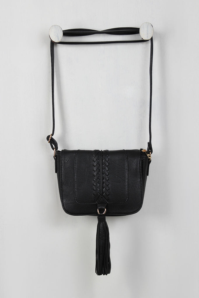 Vegan Leather Cross Body Tassel Bag