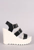 Wild Diva Lounge Triple Band Lug Sole Platform Wedge