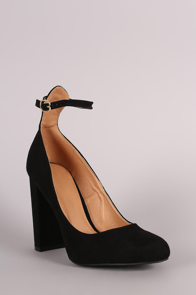 Wild Diva Lounge Suede Almond Toe Ankle Strap Pump