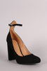 Wild Diva Lounge Suede Almond Toe Ankle Strap Pump