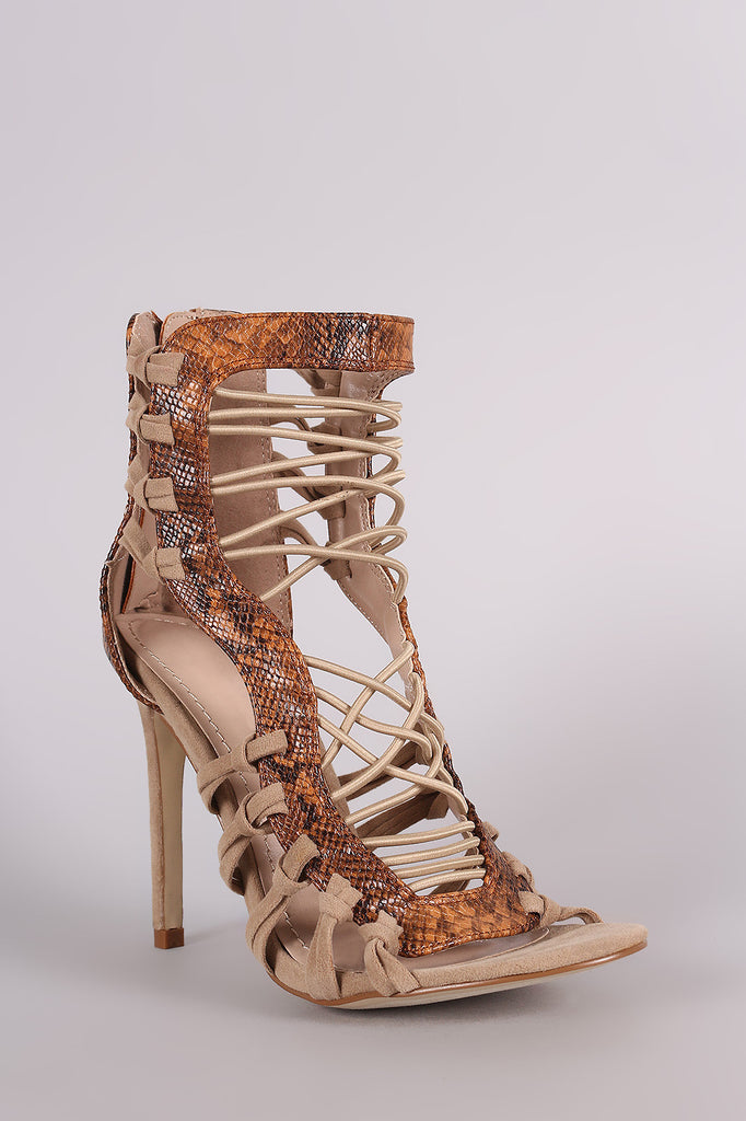 Shoe Republic LA Python Strappy Stiletto Heel