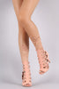 Qupid Suede Lizard Side Cutout Lace-Up Stiletto Heel