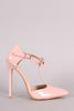 Patent Bow T-Strap Pointy Toe Stiletto Pump