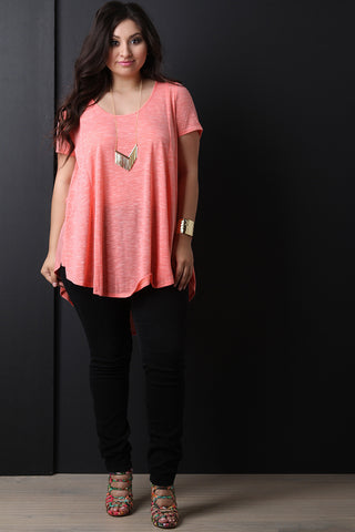 Melange High-Low Short Sleeve Top