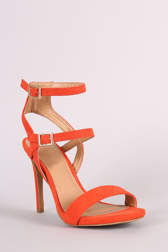 Anne Michelle Suede Triple Straps Single Sole Heel