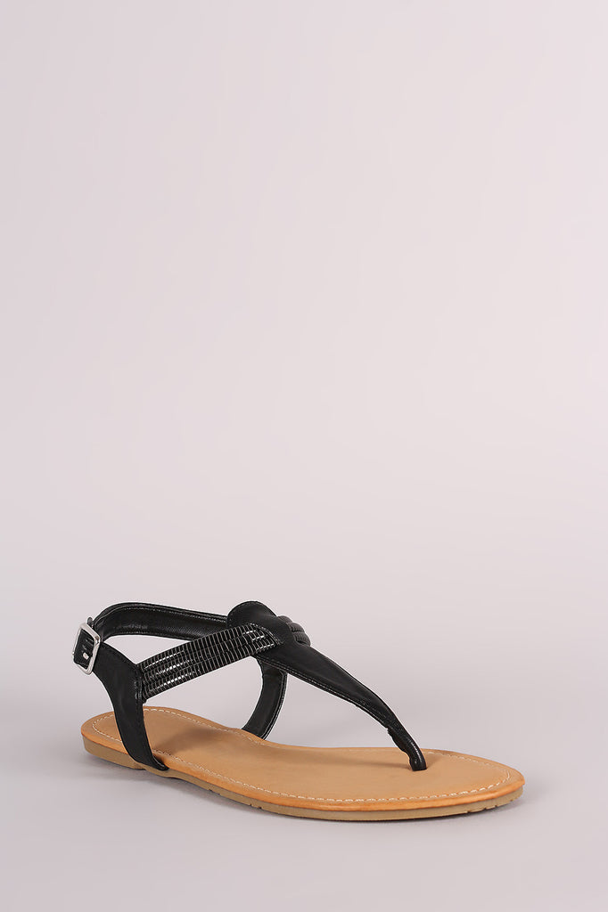 Bamboo T-Strap Thong Flat Sandal