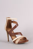 Anne Michelle Strappy Slanted Peep Toe Stiletto Heel