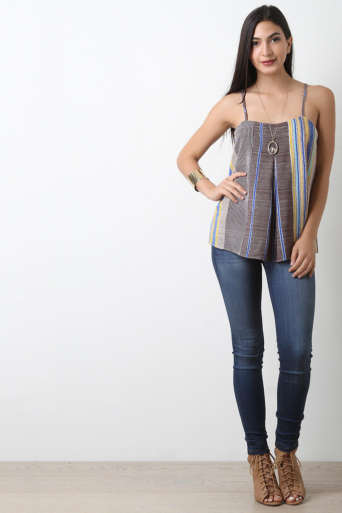 Patterned Striped Cami Shift Top