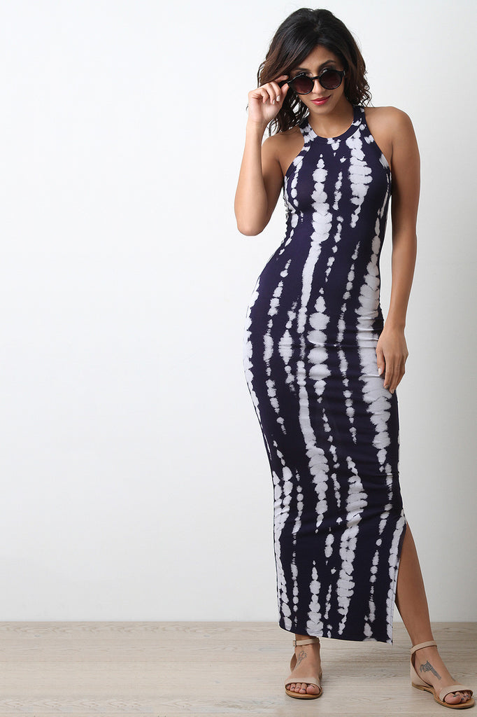 Tie Dye Racerback Side Slit Maxi Dress