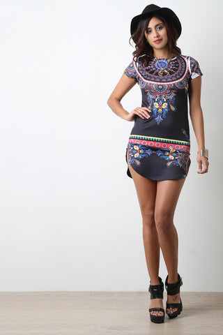 Abstract Spherical Print Mini Dress