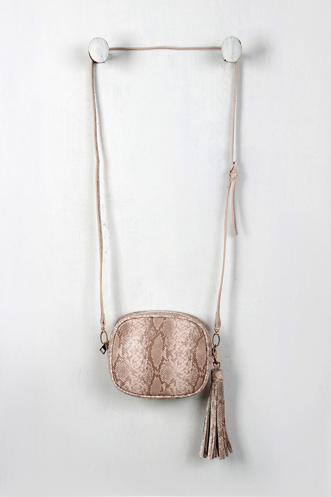 Python Tassel Shoulder Mini Bag